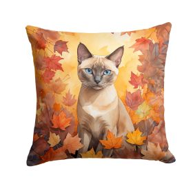 Fall Leaves Throw Pillow Machine Washable, Indoor Outdoor Decorative Pillow for Couch, Bed or Patio, 14Hx14W (Style: Tonkinese Cat)
