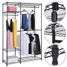 4-layer Wardrobe Rack (Color: Black)