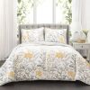 Yellow Grey Floral Light Thin Cotton Polyester Blend Quilt Set