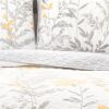 Yellow Grey Floral Light Thin Cotton Polyester Blend Quilt Set