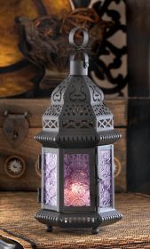 Stunning Glass Candle Lantern (Color: Lavender)