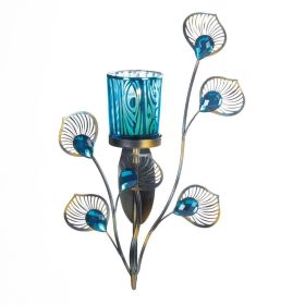 Peacock Feather Design Wall Sconce (size: Single)