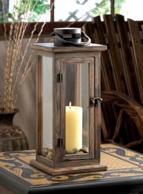 Rustic Lodge Wooden LED/Candle Lantern - Decorative Lighting for Home and Garden (size: medium)