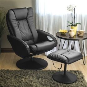 Sturdy Faux Leather Electric Massage Recliner Chair w/ Ottoman (Color: brown)