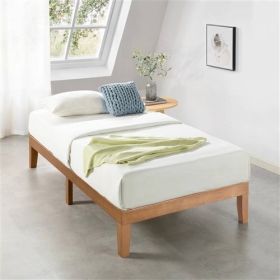 Solid Wood Platform Bed Frame in Natural Wooden Finish (size: TWIN)