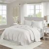 3-Piece Reversible Scalloped Edges Microfiber Quilt Set in White