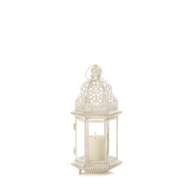 Rustic White Lantern with Distressed Finish (size: small)