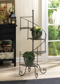 Metal Staircase Plant Stand Showcase (Color: Black)