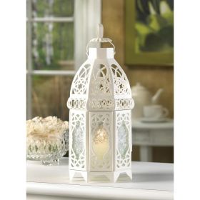 Elegant Lattice Lantern for Indoor and Outdoor Decor (Color: White)